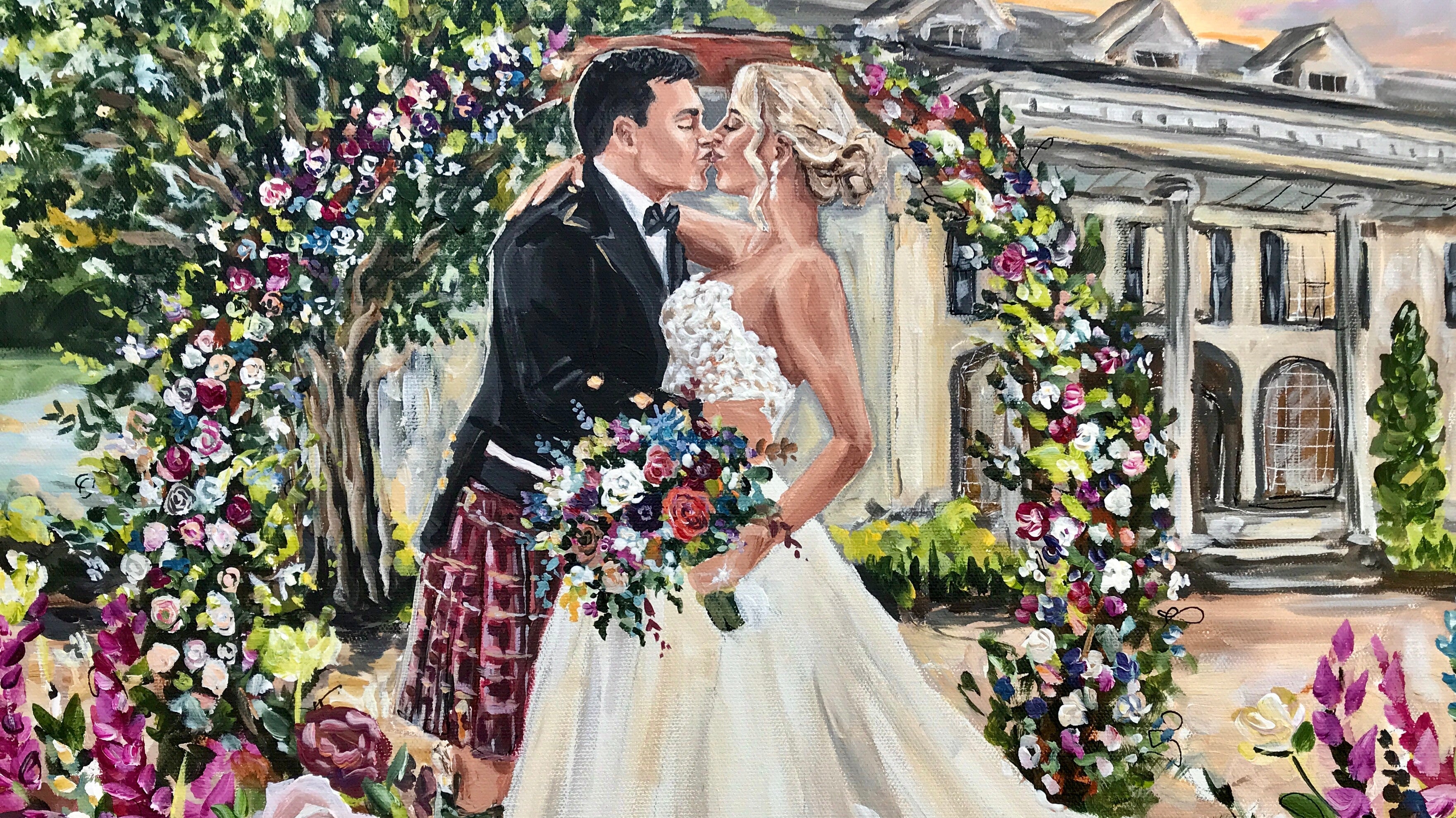 Celtic wedding with kilt wedding painter