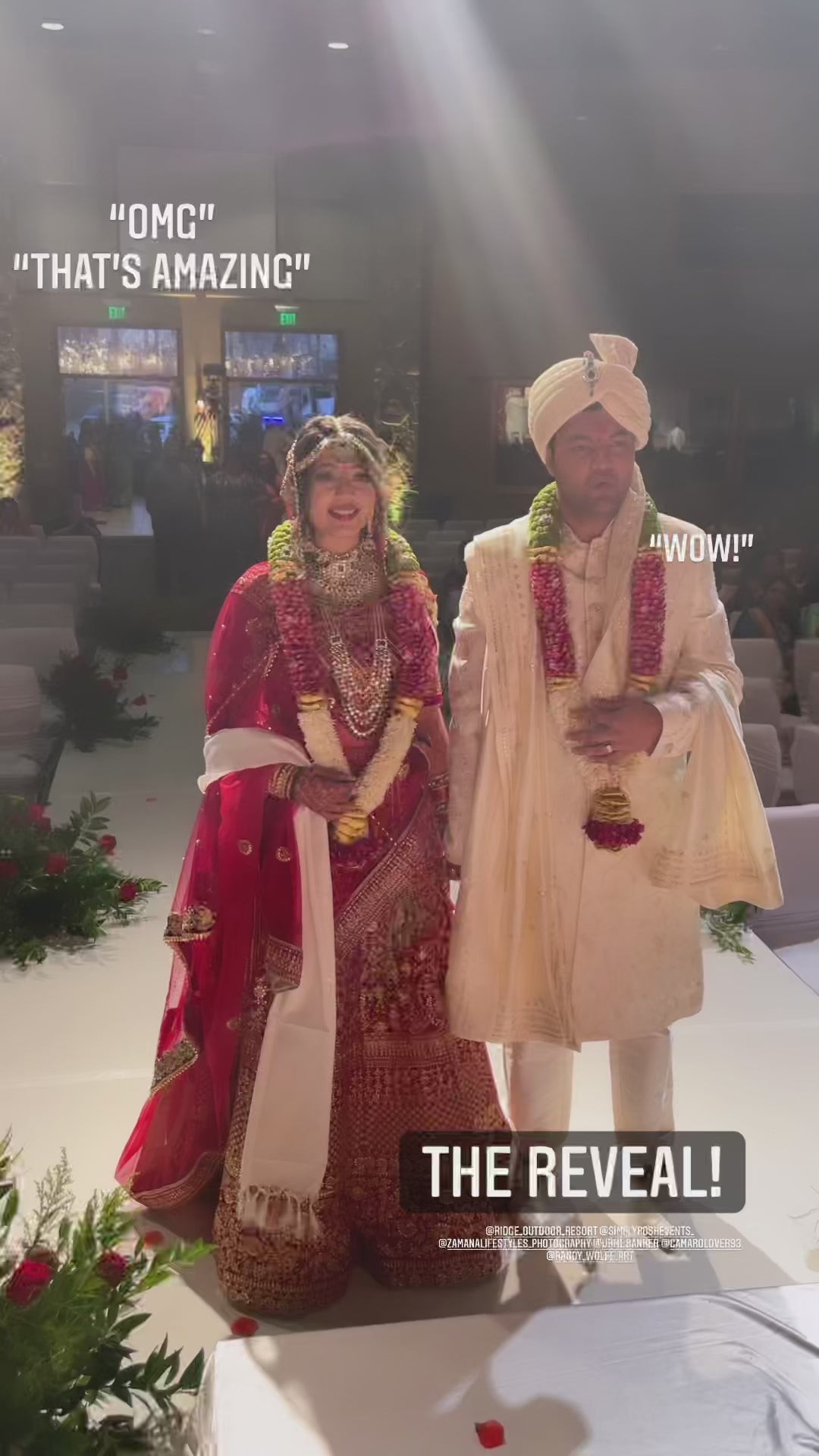 The couple seeing their LIVE Wedding Painting after the ceremony