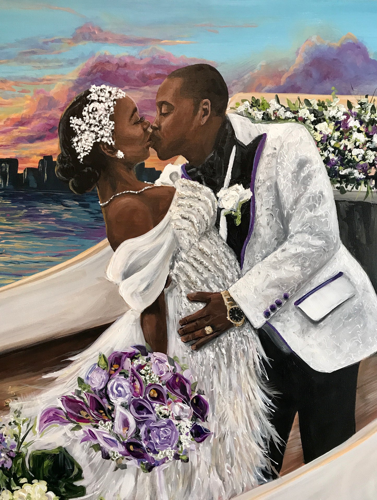 Miami, Florida Mega Yacht Live Wedding Painting