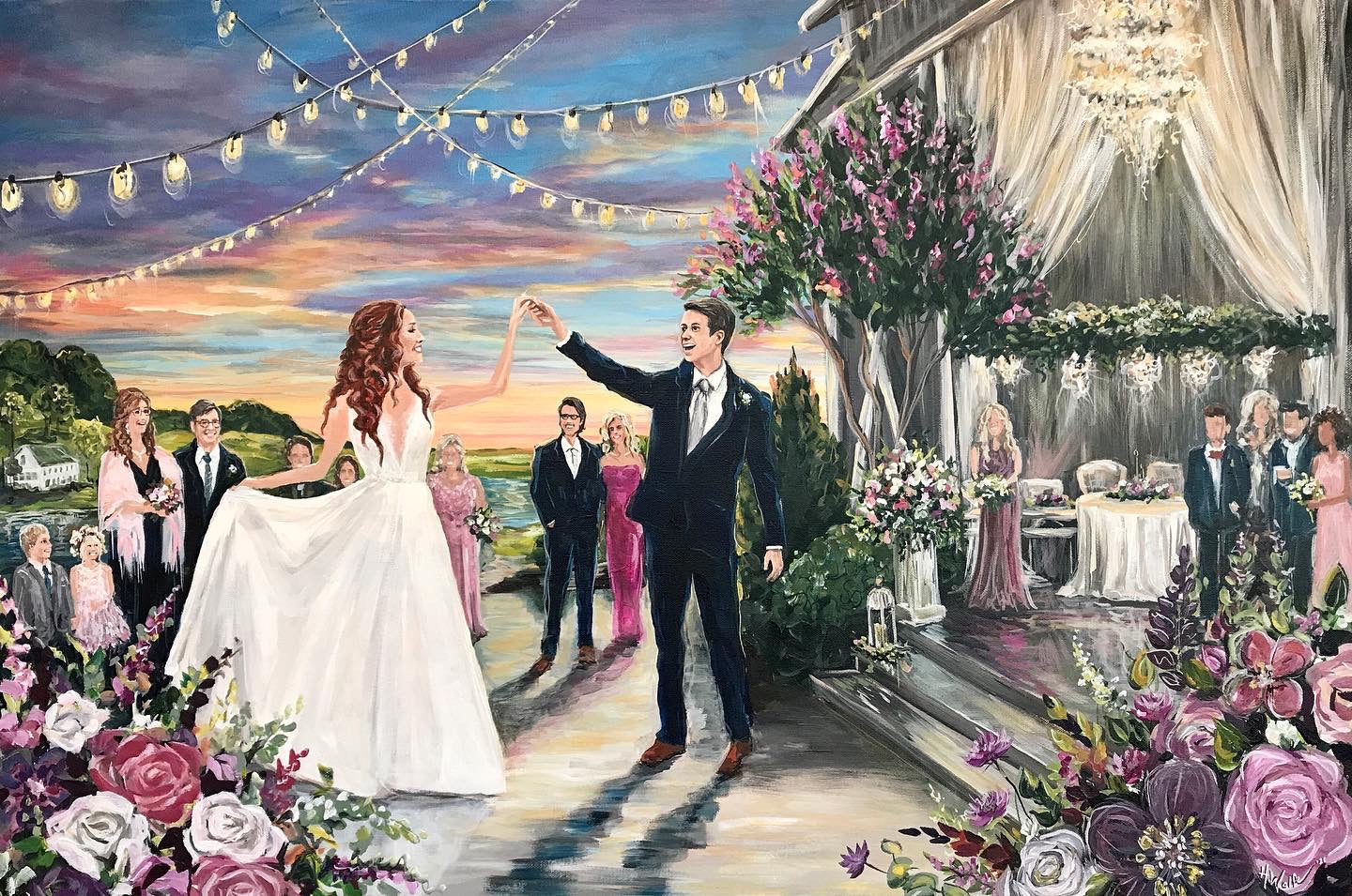 Sunset Wedding Painting
